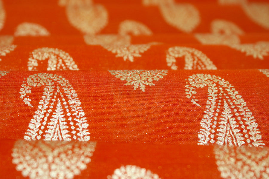 RedFlower Women's Unstitched Printed Poly Chanderi Fabric Material