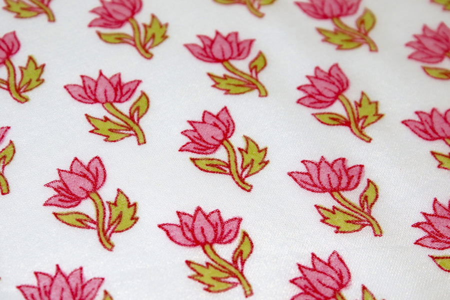 RedFlower Women's Unstitched Printed Poly Chanderi Fabric Material