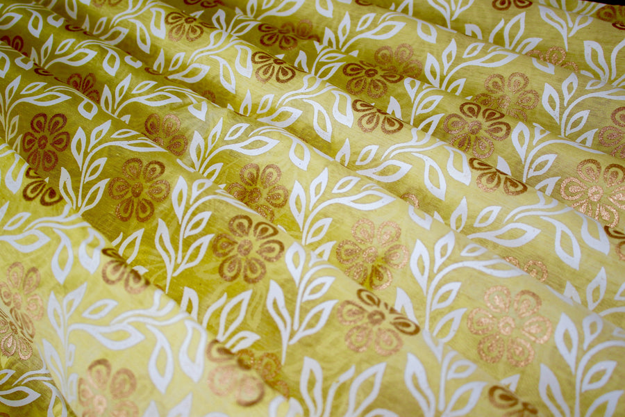 RedFlower Women's Unstitched Printed Poly Chanderi Fabric Material