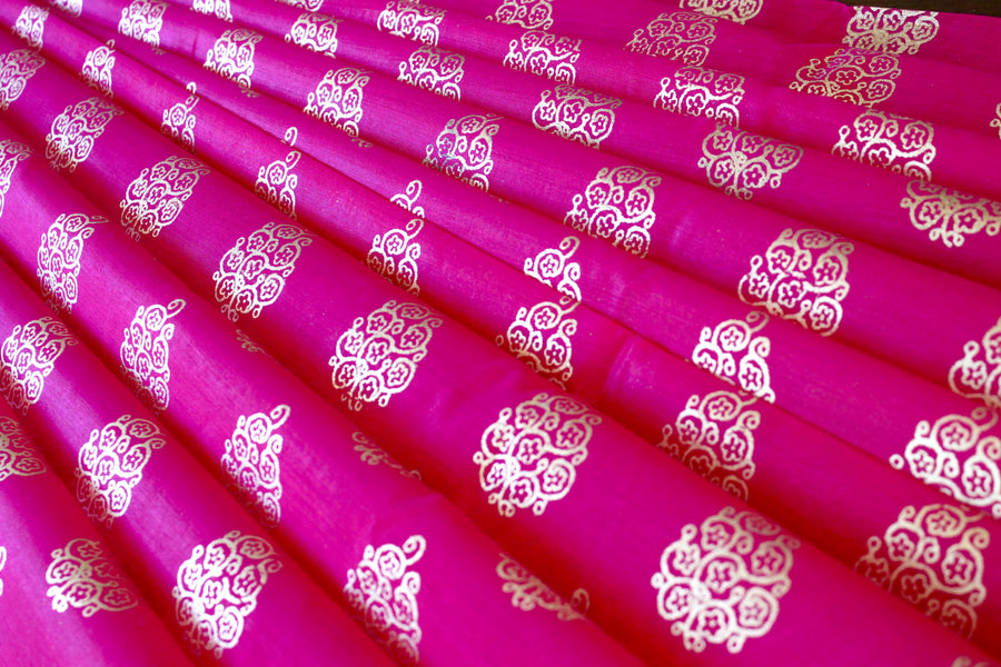 RedFlower Women's Unstitched Printed Poly Chanderi Fabric Material