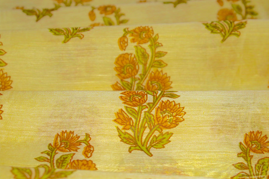 RedFlower Women's Unstitched Printed Poly Chanderi Fabric Material