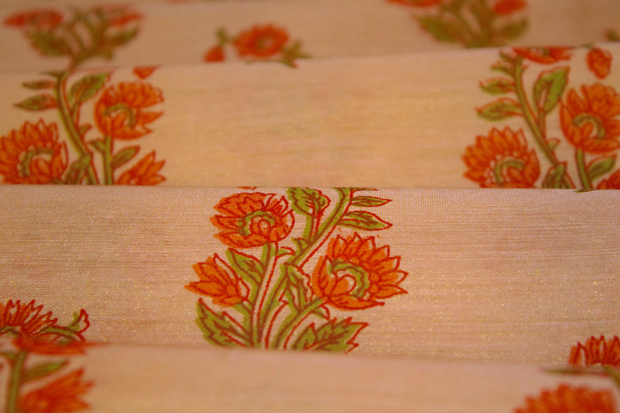 RedFlower Women's Unstitched Printed Poly Chanderi Fabric Material