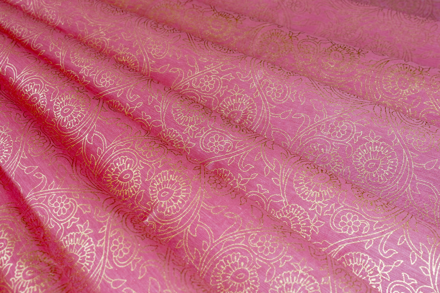 RedFlower Women's Unstitched Printed Poly Chanderi Fabric Material