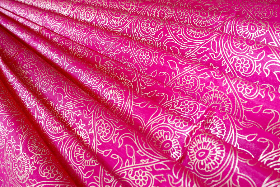 RedFlower Women's Unstitched Printed Poly Chanderi Fabric Material