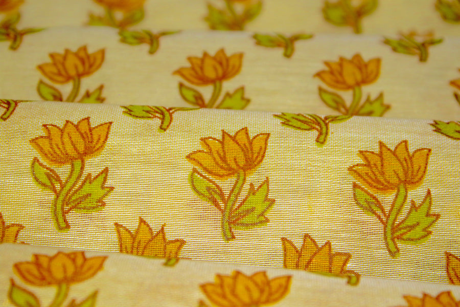 RedFlower Women's Unstitched Printed Poly Chanderi Fabric Material