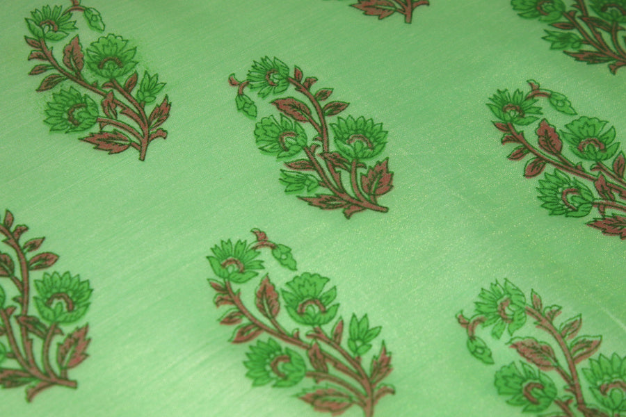 RedFlower Women's Unstitched Printed Poly Chanderi Fabric Material