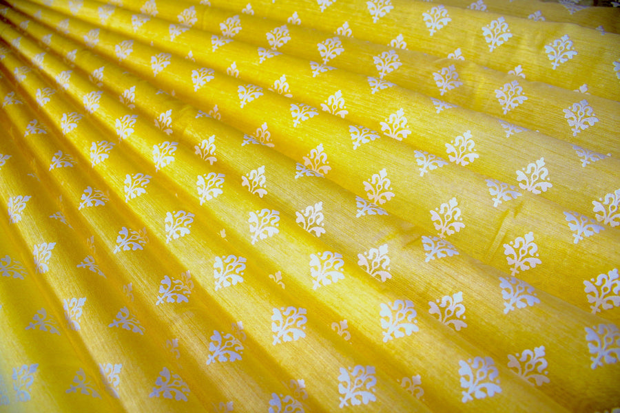 RedFlower Women's Unstitched Printed Poly Chanderi Fabric Material